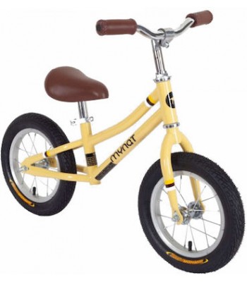 Παιδικό ποδήλατο ισορροπίας vintage με δερμάτινη σέλα και χειρολαβές κίτρινο EB602-1